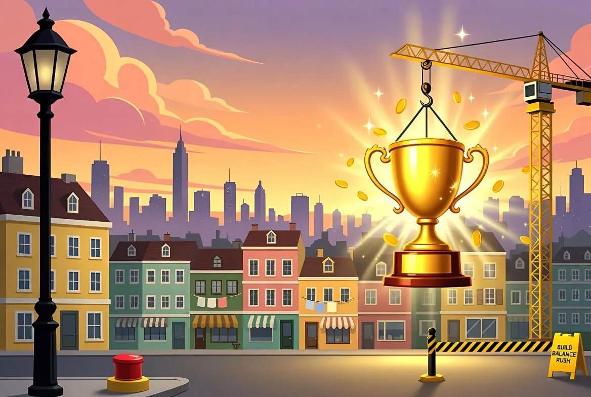 Tower Rush demo mode running with fun-money credits on screen